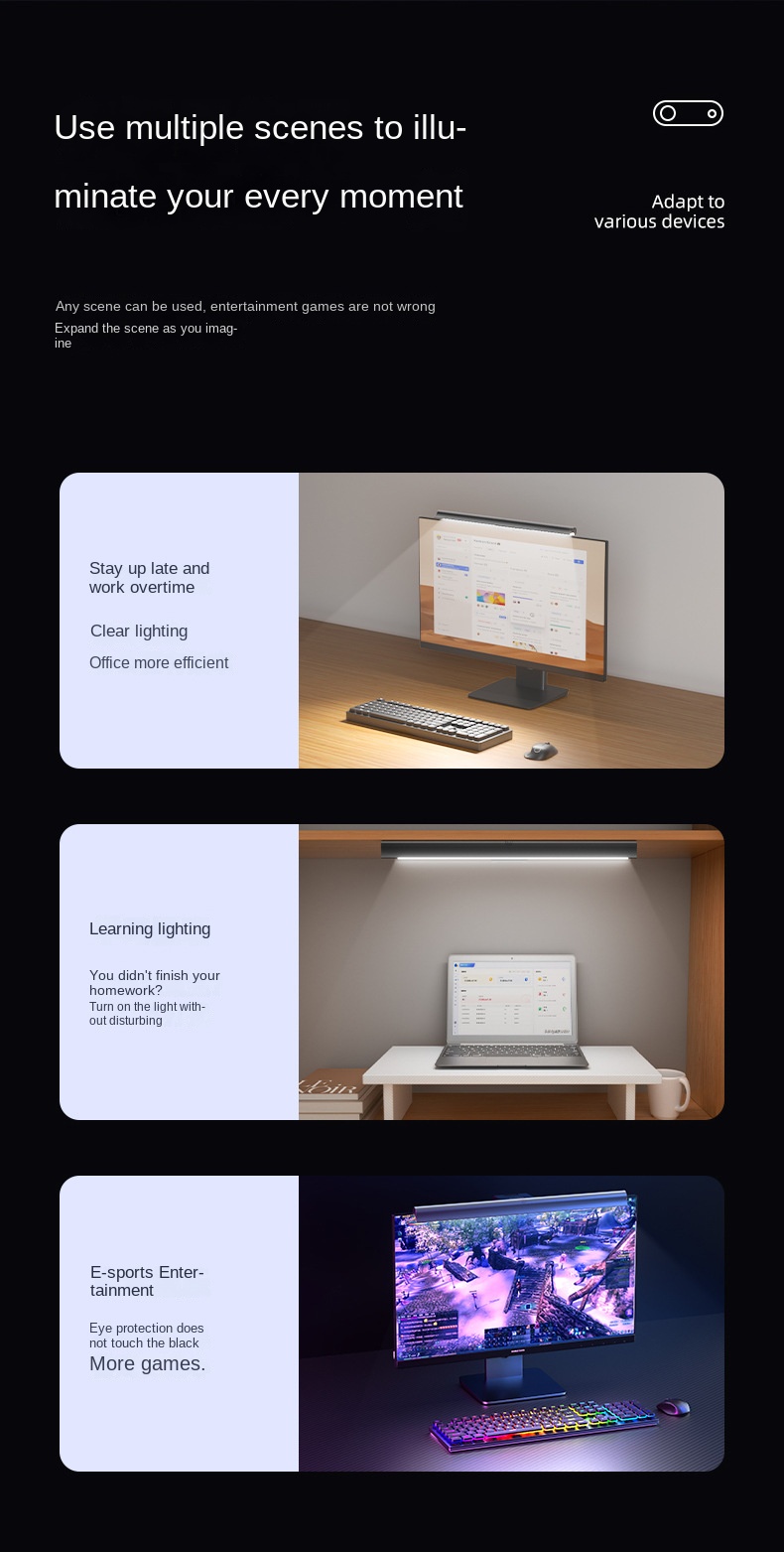 Eye-Caring Desktop Monitor Light for Study and Gaming Eye-Caring Desktop Monitor Light for Study and