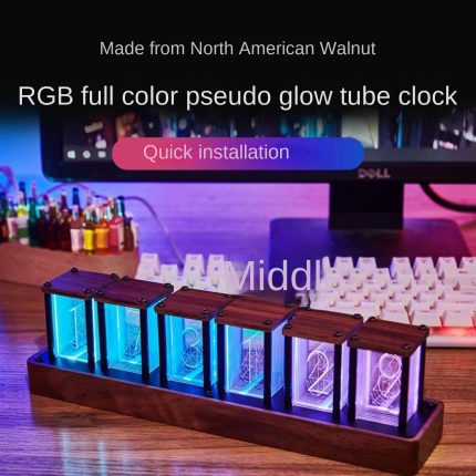 LED Digital Alarm Clock with Walnut Wood Base and