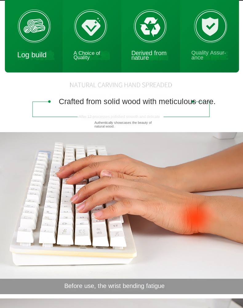 Solid Wood Keyboard Wrist Rest in North American Walnut Solid Wood Keyboard Wrist Rest in North American