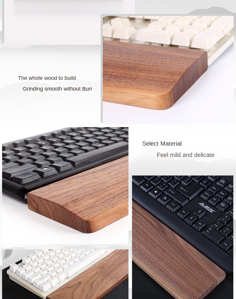 Solid Wood Keyboard Wrist Rest in North American Walnut Solid Wood Keyboard Wrist Rest in North American