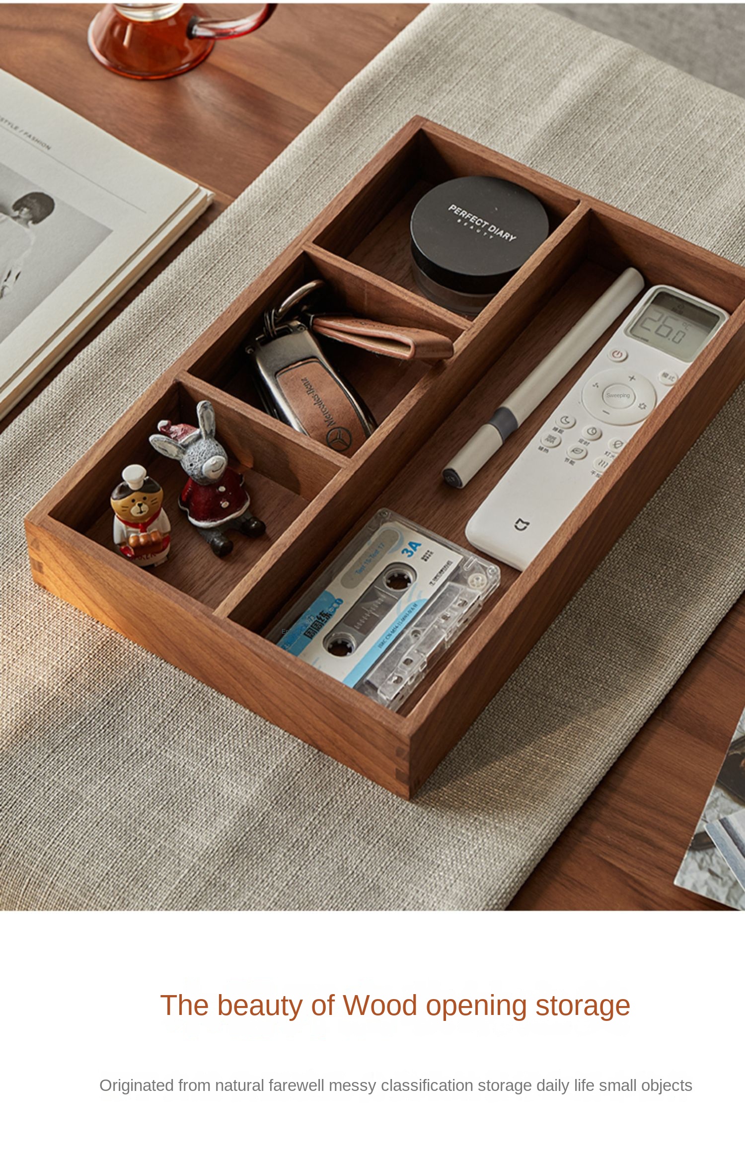 Wooden Storage Box for Keys, Jewellery and Office Supplies Wooden Storage Box for Keys, Jewellery and Office