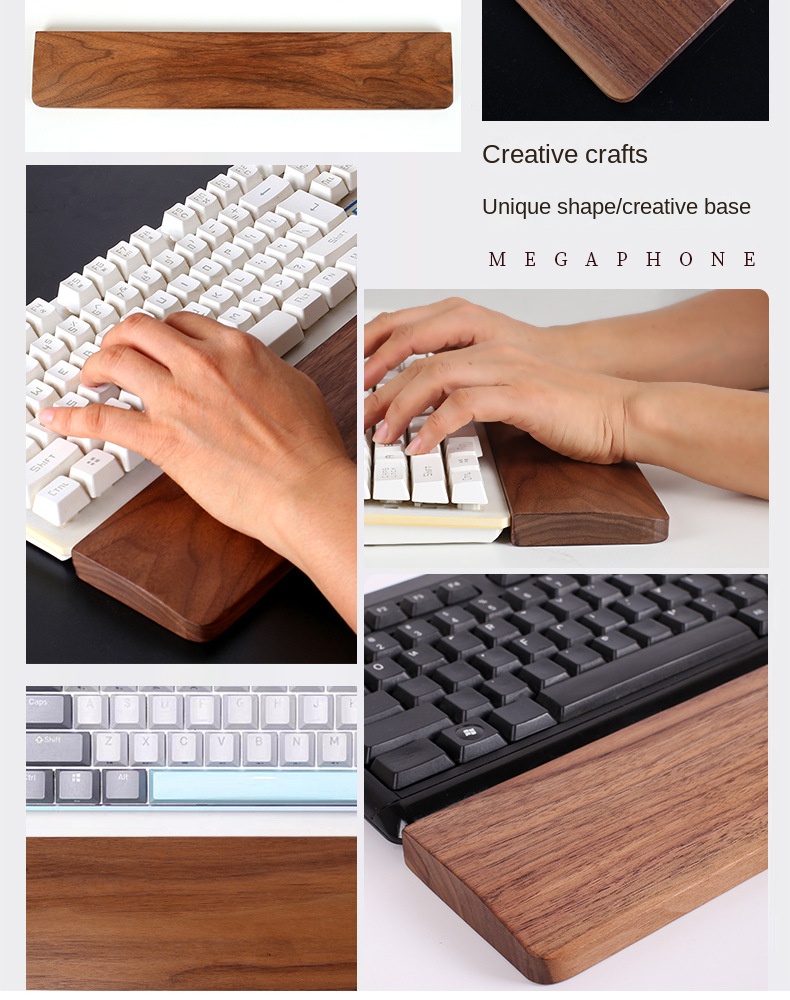 Solid Wood Keyboard Wrist Rest in North American Walnut Solid Wood Keyboard Wrist Rest in North American