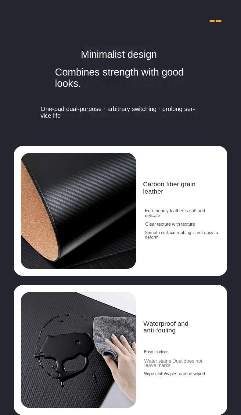 Large Waterproof Carbon Fibre Mouse Pad for Office Use Large Waterproof Carbon Fibre Mouse Pad for Office