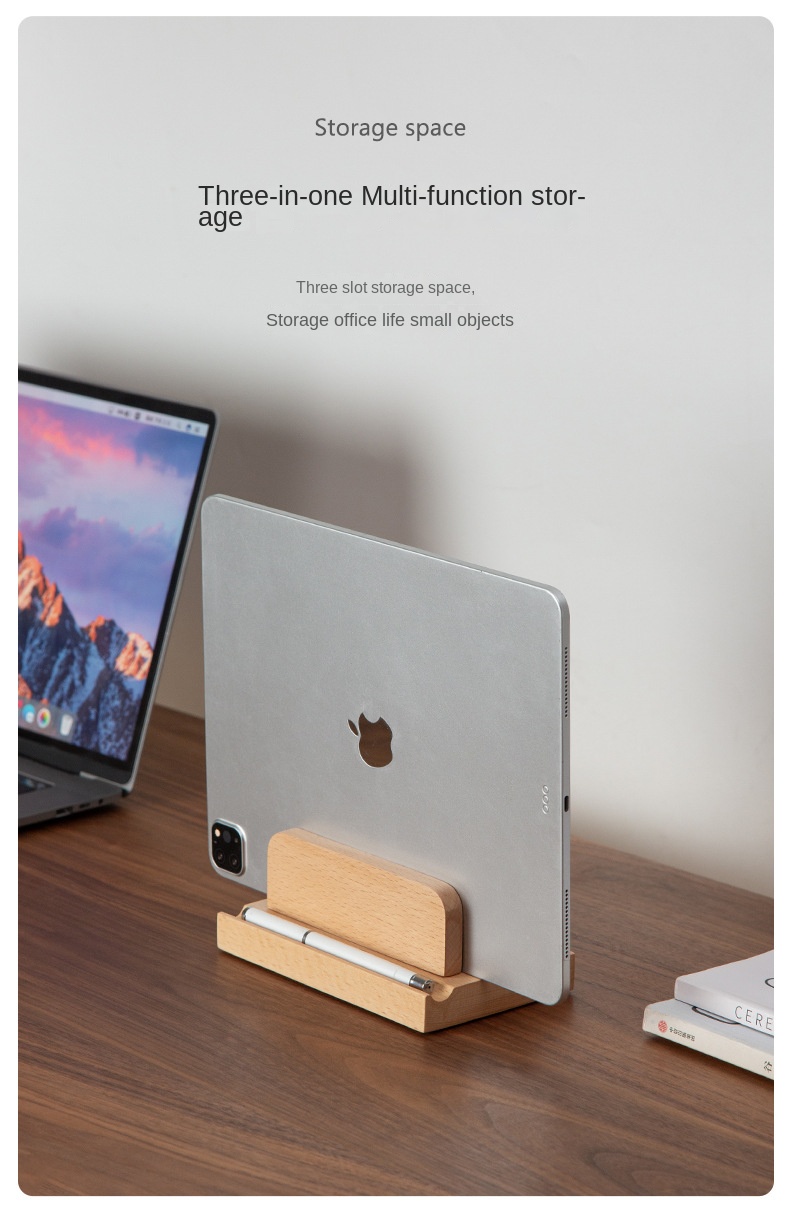 Adjustable Wooden Laptop Stand for Desk and Tablet Storage Adjustable Wooden Laptop Stand for Desk and Tablet