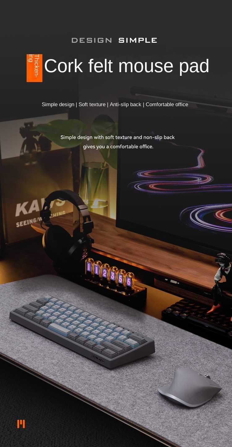 Large 5mm Thick Felt Cork Mouse Pad for Office Use Large 5mm Thick Felt Cork Mouse Pad for Office Use