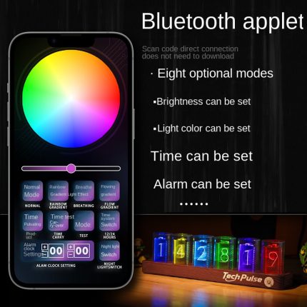 Retro RGB Neon Tube Clock Night Light Mechanical