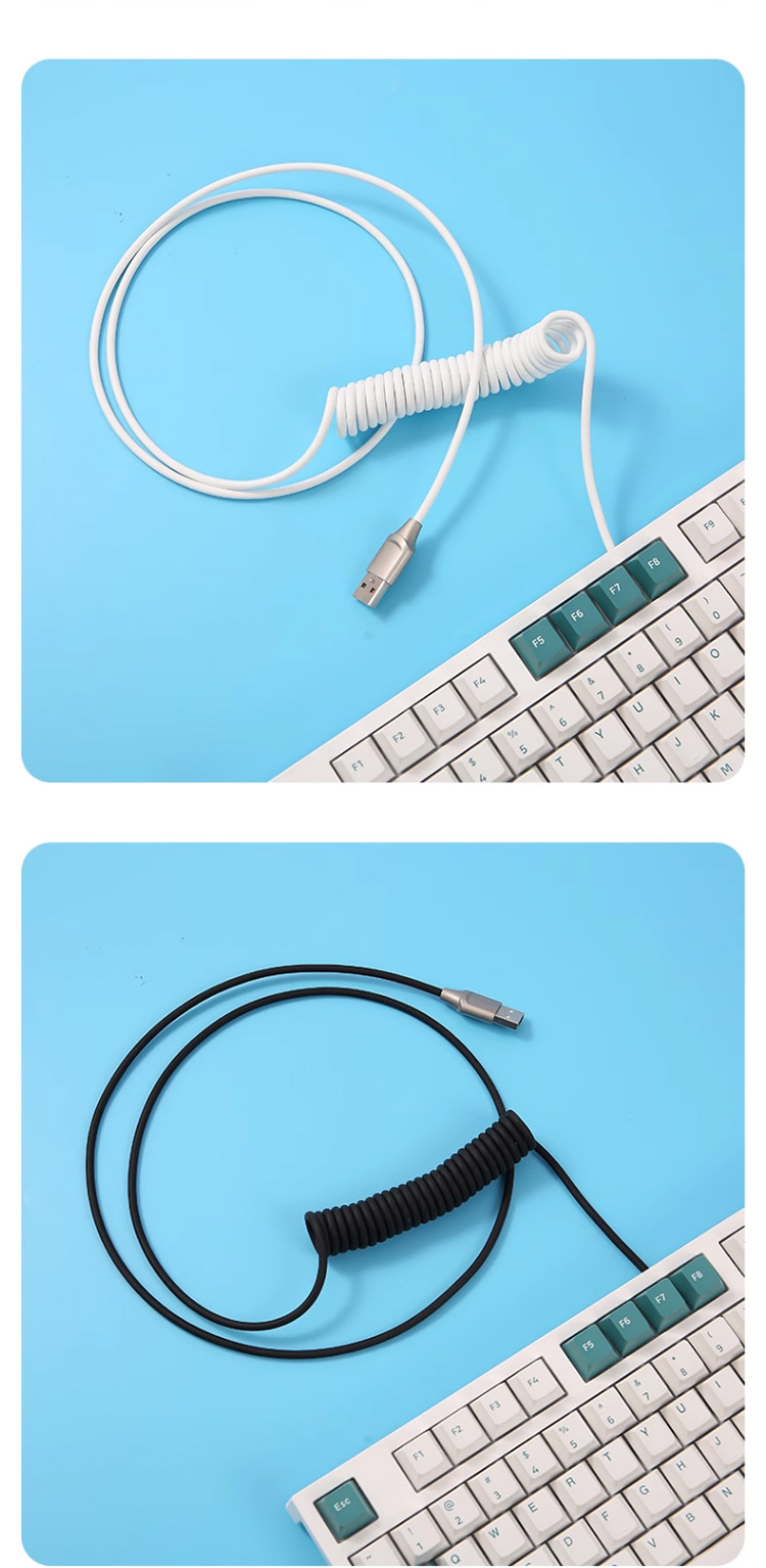 Customisable Mechanical Keyboard Spring Cable Type-C USB Data Charging Cable Customisable Mechanical Keyboard Spring Cable