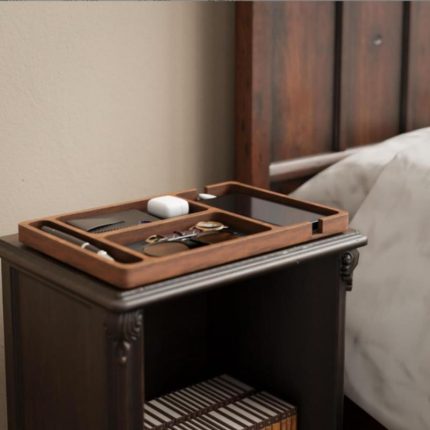 Wooden Desktop Organiser Tray for Phone, Headphones