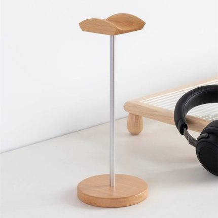 Wooden Headphone Stand with Metal Holder for Desktop