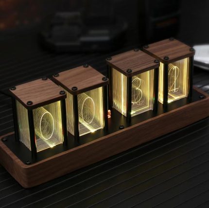 RGB LED Desk Clock with Walnut Base and Timer