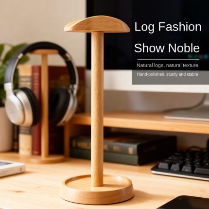 Wooden Headphone Stand with Storage Tray for Gaming