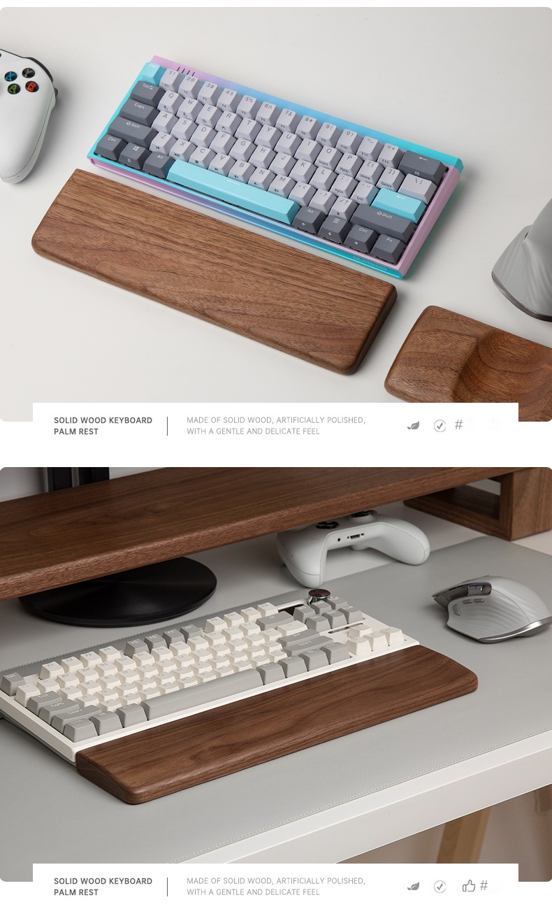 Wooden Wrist Rest for Mechanical Keyboards and Mice Wooden Wrist Rest for Mechanical Keyboards and Mice