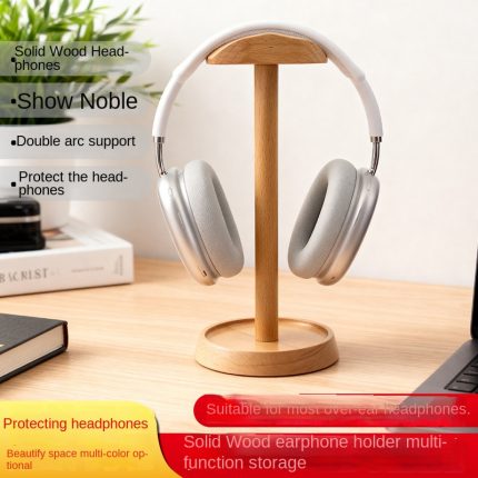 Wooden Headphone Stand with Storage Tray for Gaming