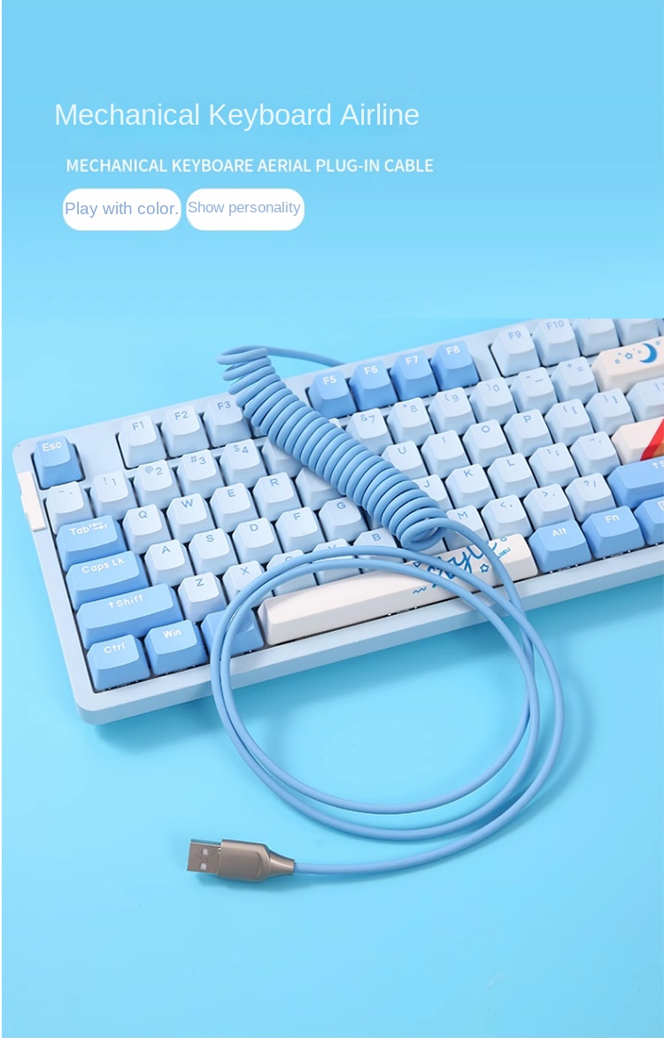 Customisable Mechanical Keyboard Spring Cable Type-C USB Data Charging Cable Customisable Mechanical Keyboard Spring Cable