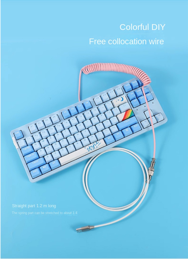 Customisable Mechanical Keyboard Spring Cable Type-C USB Data Charging Cable Customisable Mechanical Keyboard Spring Cable