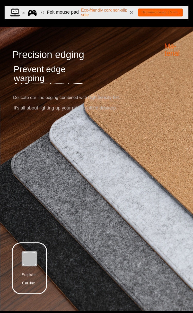 Large 5mm Thick Felt Cork Mouse Pad for Office Use Large 5mm Thick Felt Cork Mouse Pad for Office Use