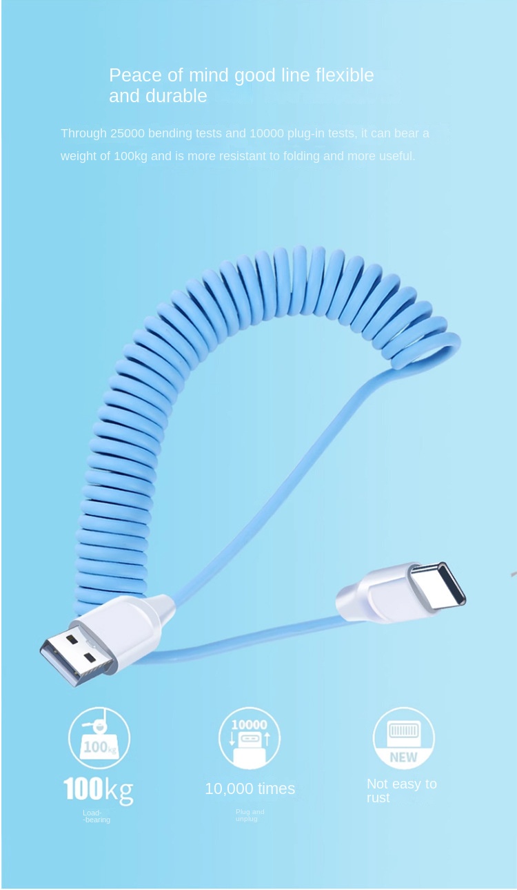 Customisable Mechanical Keyboard Spring Cable Type-C USB Data Charging Cable Customisable Mechanical Keyboard Spring Cable