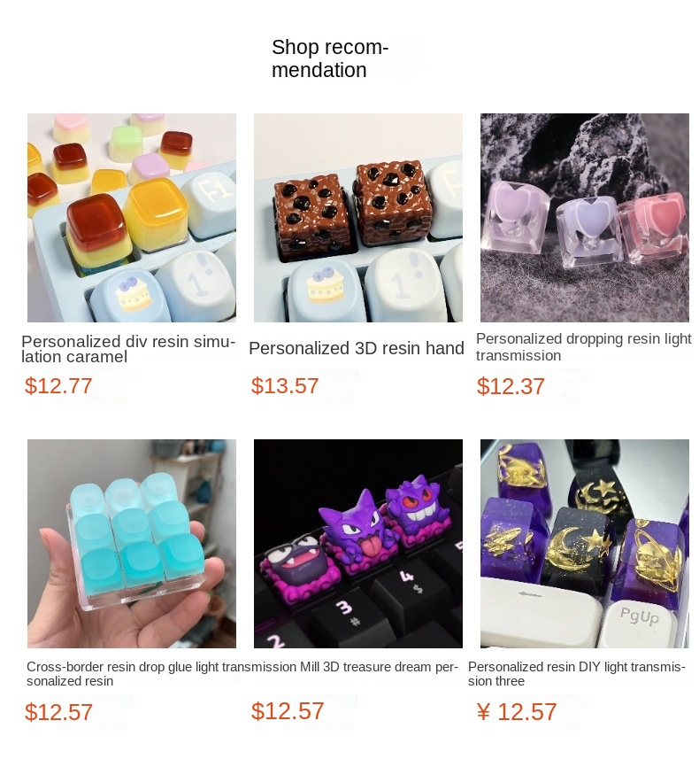 Cute DIY Resin Gaming Mechanical Keyboard Keycaps Cute DIY Resin Gaming Mechanical Keyboard Keycaps