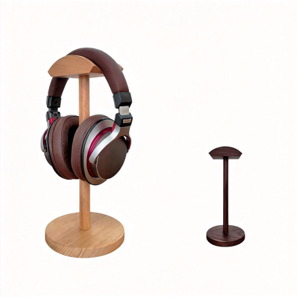 wooden headphone stand for desk gaming and storage rack
