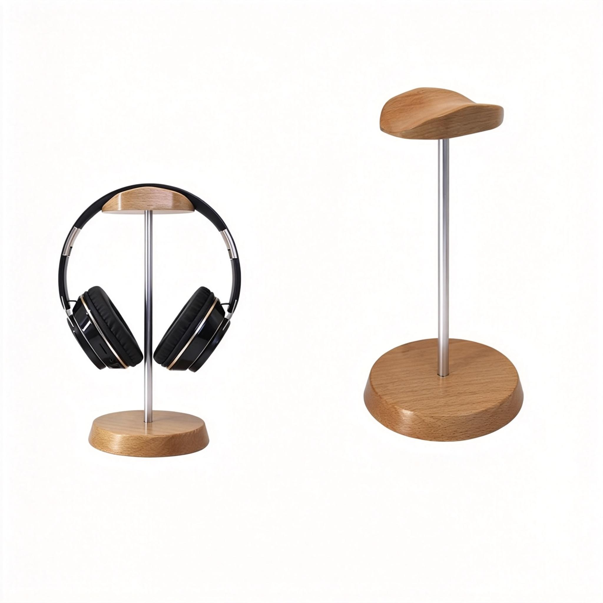wooden headphone stand for desk display and storage wooden headphone stand for desk display and storage