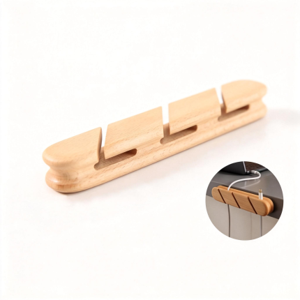 wooden cable organiser for charging and data cables