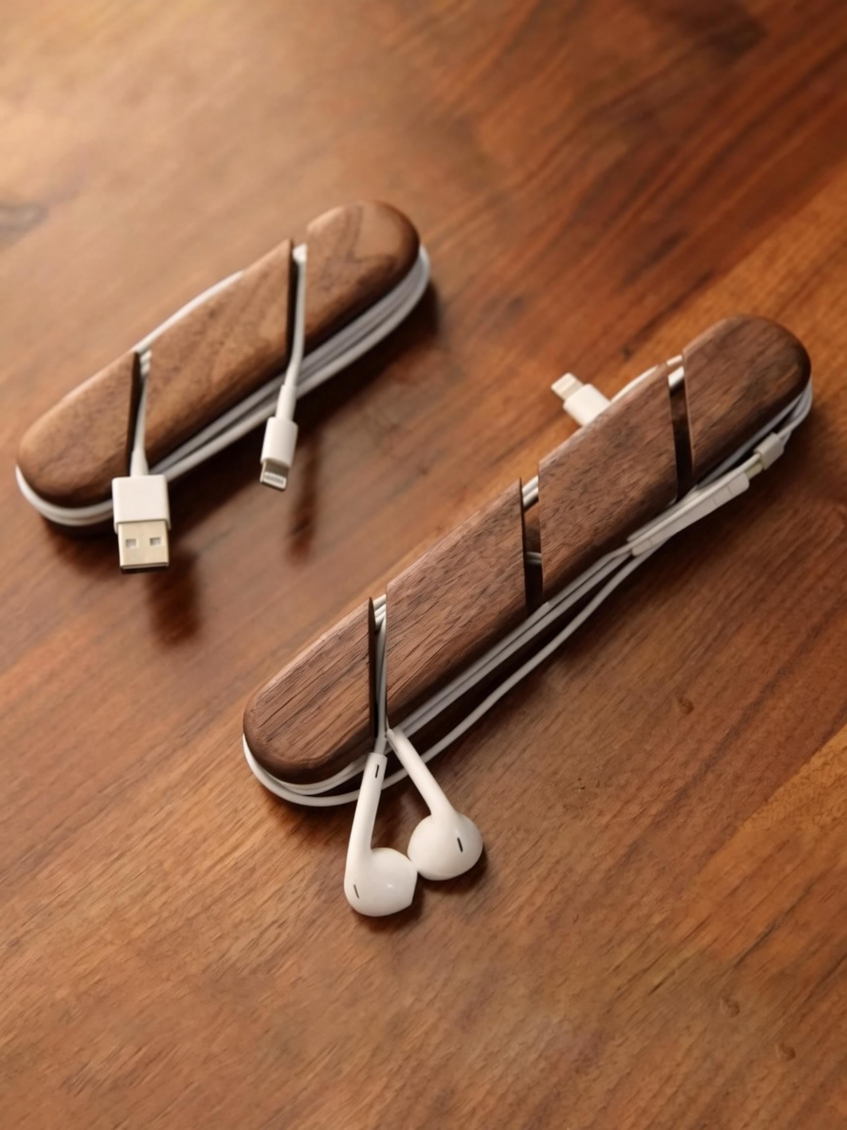 Wooden Cable Organiser for Charging and Data Cables wooden cable organiser for charging and data cables
