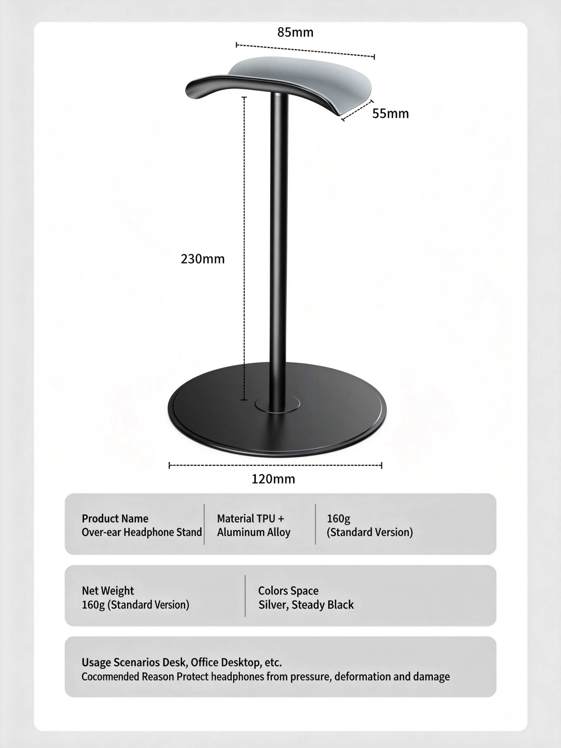 Desktop Metal Headphone Stand metal headphone stand for desktop compatible with airpods max