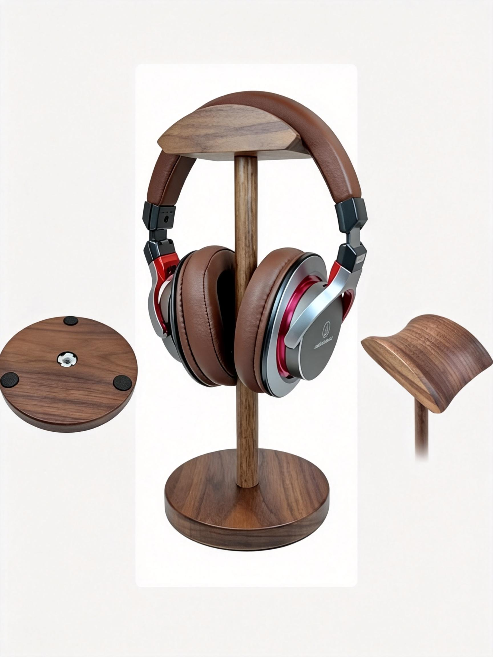 Wooden Headphone Stand for Desk - Gaming and Storage Rack wooden headphone stand for desk gaming and storage rack