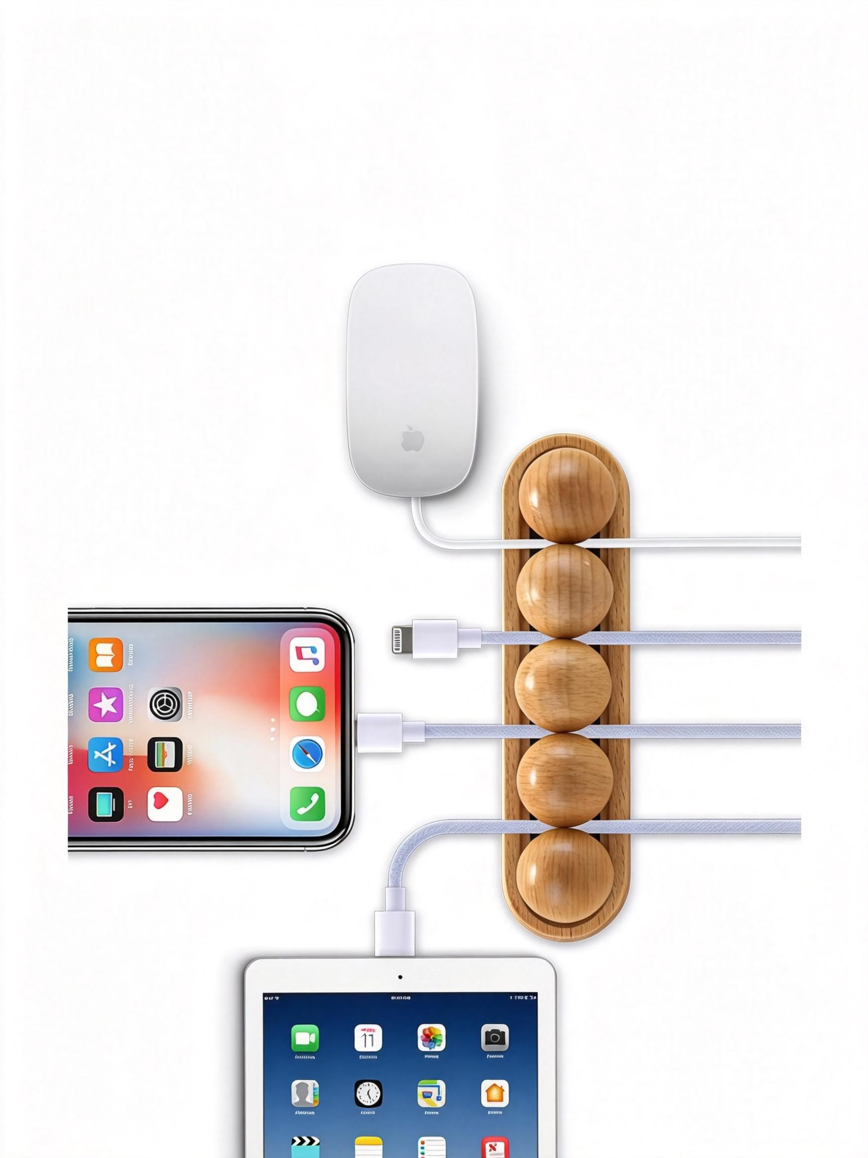 Magnetic Wooden Cable Organiser for Headphones and Chargers magnetic wooden cable organiser for headphones and chargers